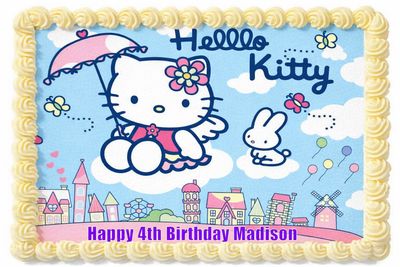 Hello Kitty Edible Icing Cake & Cupcake Toppers – Cute Party Decorations