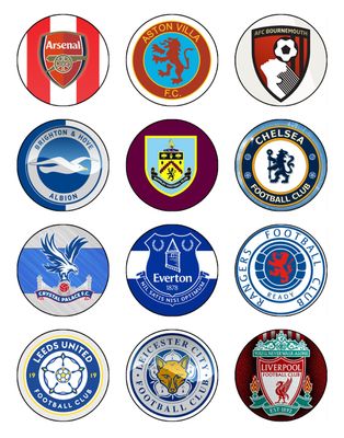 Soccer Team Logos Edible Icing Cake & Cupcake Toppers Soccer Team Logos Edible Icing Cake & Cupcake Toppers