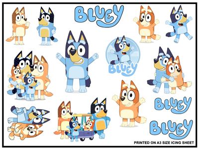 Bluey Edible Icing Cake Toppers A3 – Cut-Outs for Parties Bluey Edible Icing Cake Toppers A3 – Cut-Outs for Parties
