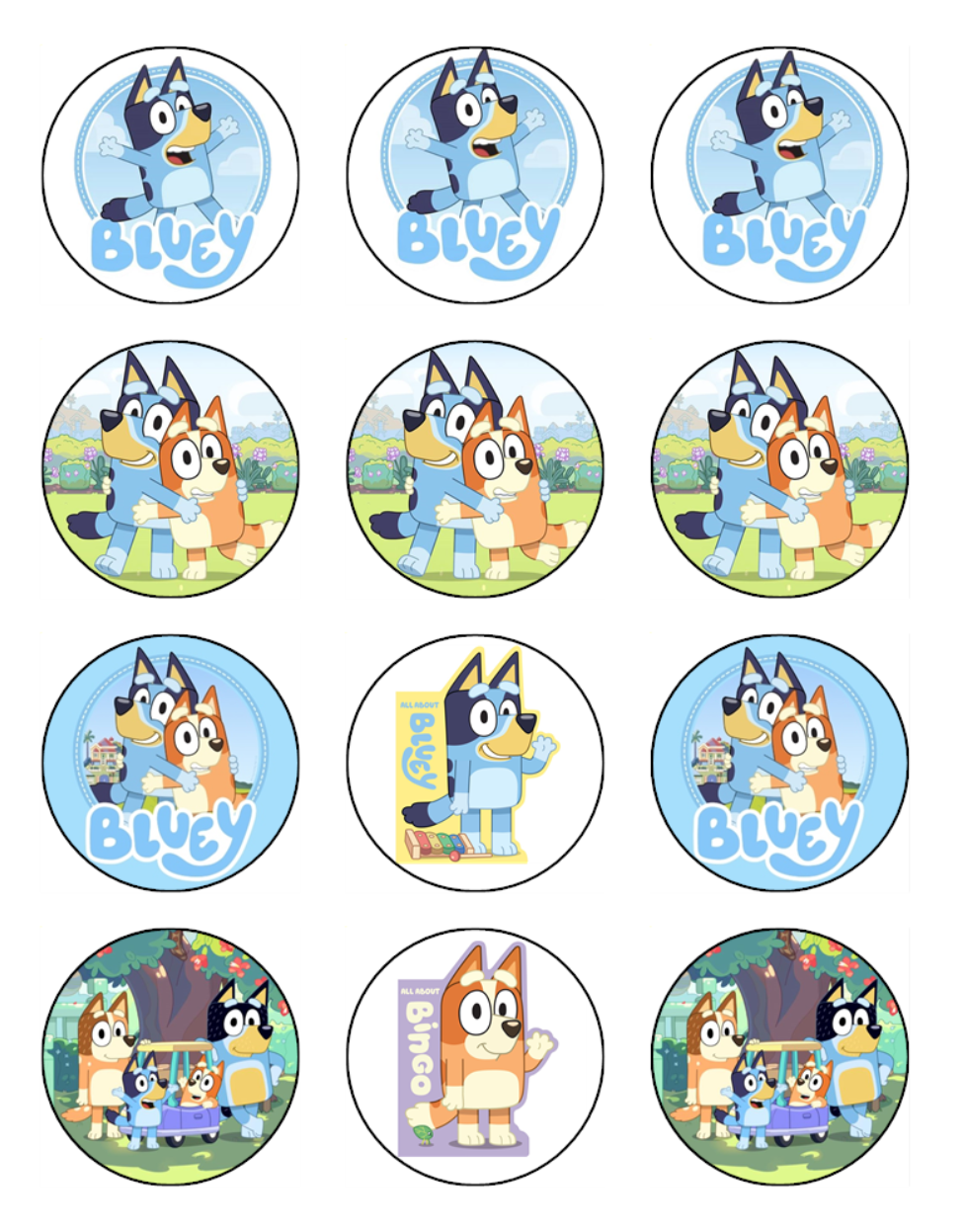 Bluey Edible Icing Cupcake Toppers for Birthday Parties | Cake Decorations