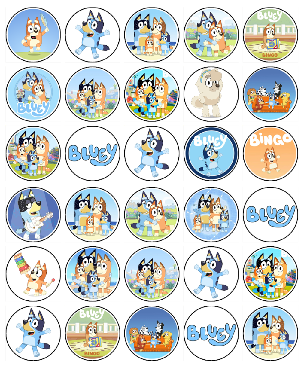 Bluey Edible Icing Cupcake Toppers for Birthday Parties | Cake Decorations