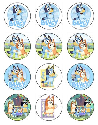Bluey Edible Cupcake Toppers – Perfect Party Decorations for Bluey Birthdays