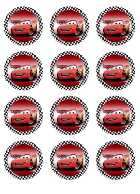 Cars Lightning McQueen Edible Icing Cupcake Toppers Cars Lightning McQueen Edible Icing Cupcake Toppers
