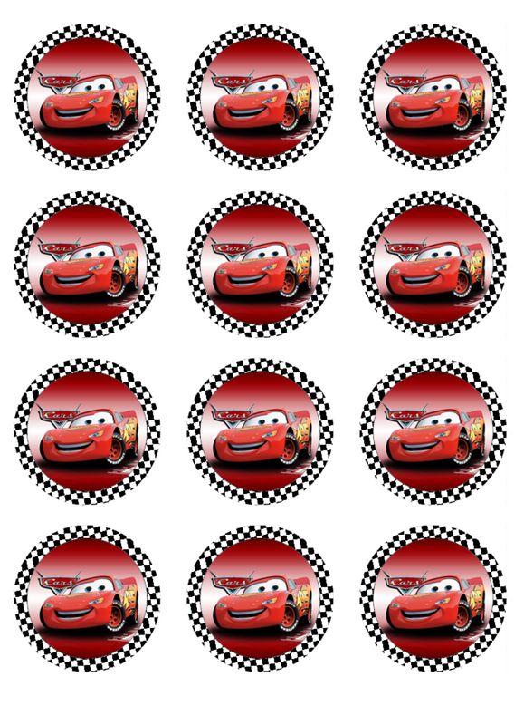 Cars Lightning McQueen Edible Icing Cupcake Toppers