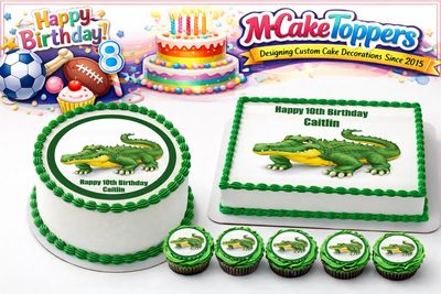 Crocodile Cake Topper & Cupcake Toppers – Edible Icing Designs Crocodile Cake Topper & Cupcake Toppers – Edible Icing Designs