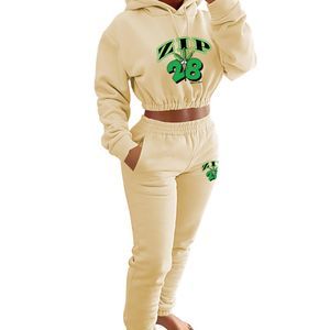 Women Crop Embroid Sweatsuit