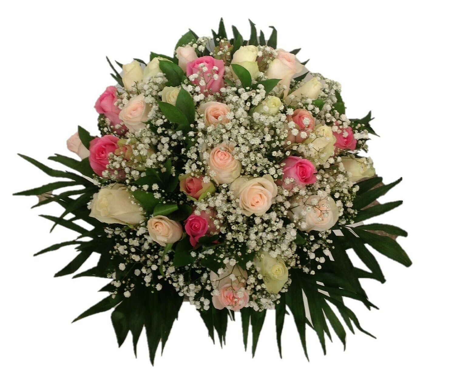 Bouquet with 31 Roses with Gypsophilum and Greenary!