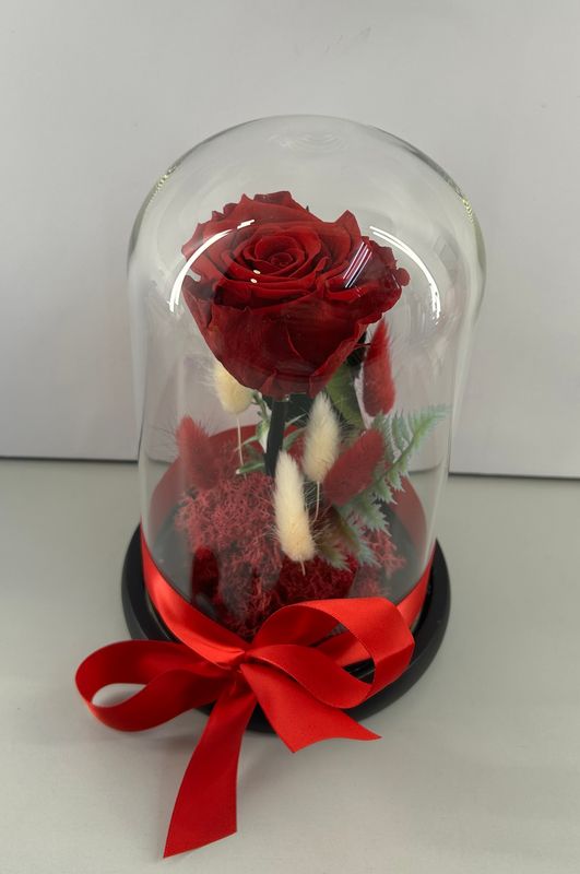 F08 - Red Forever Rose in glass