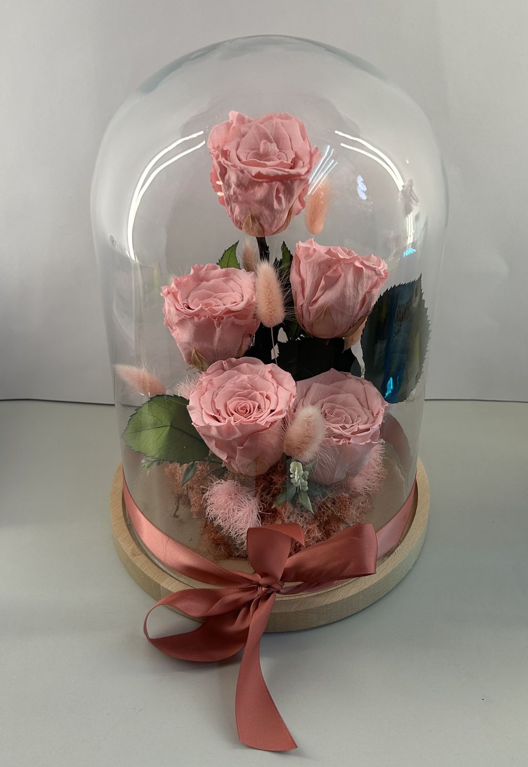 F11 - 5 Pink Forever Roses in glass