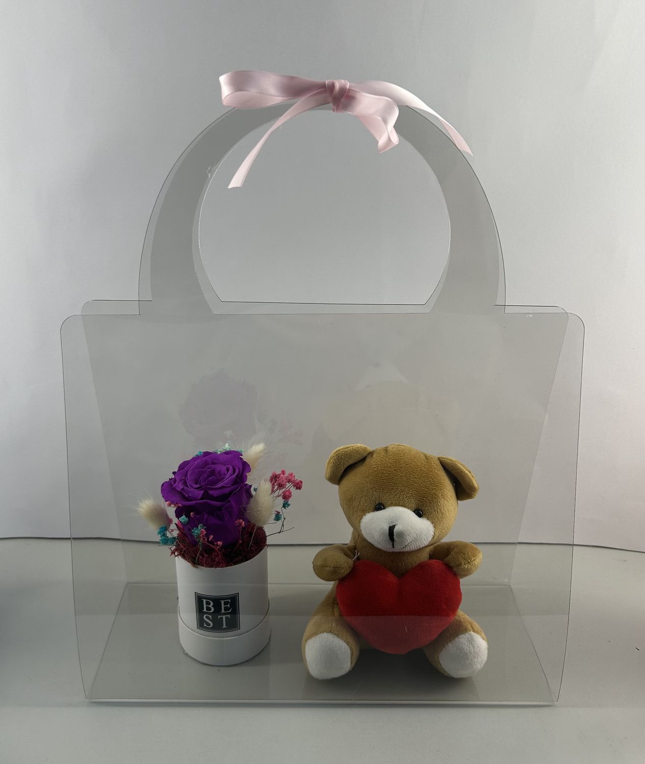 F14 - Purple Forever Rose with a Teddy