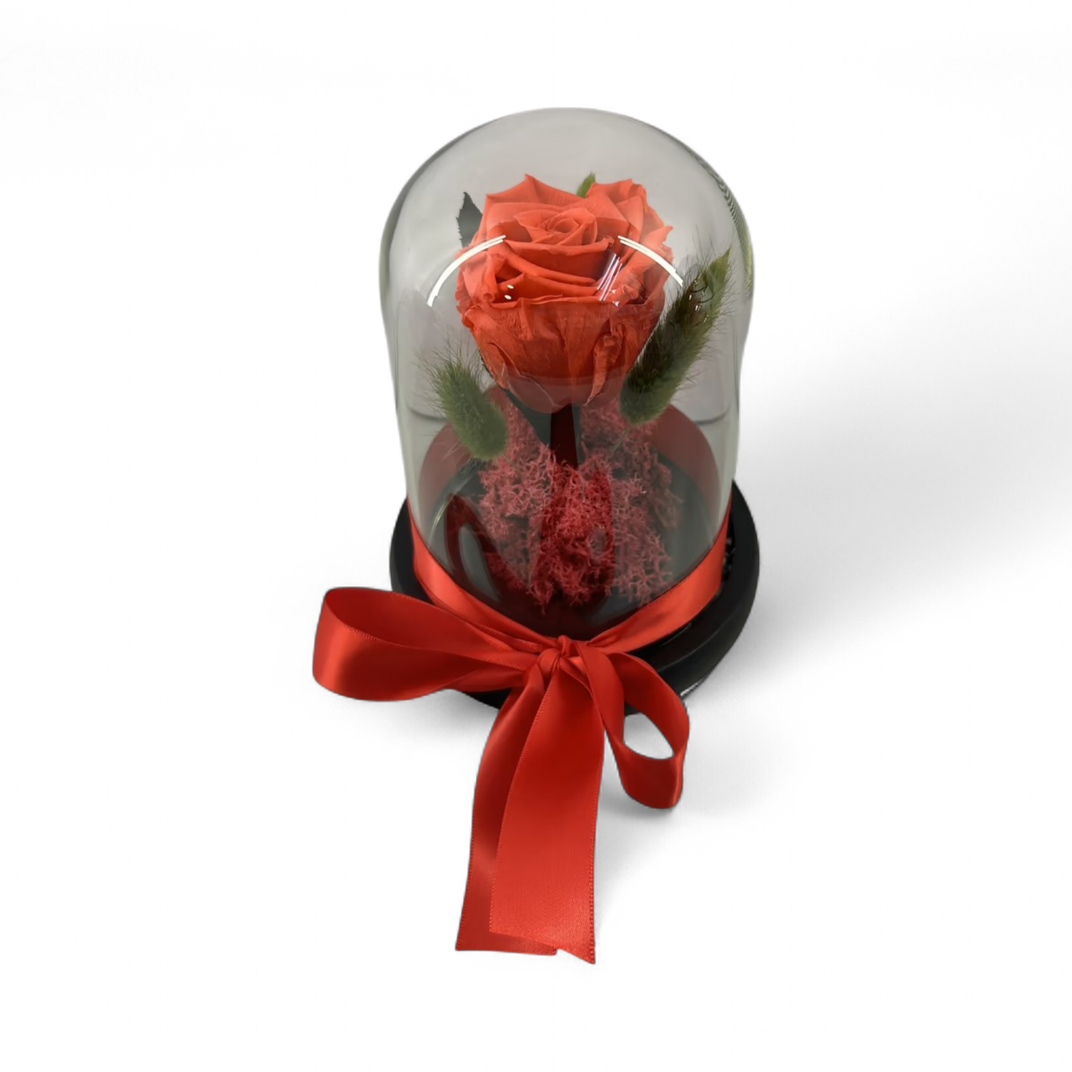 F17 - Bright Red Forever Rose in glass