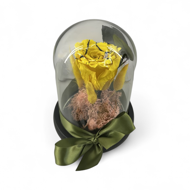F23 - Yellow Forever Rose in glass
