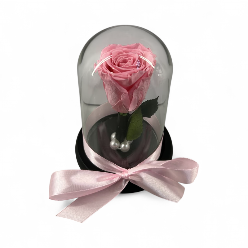 F26 - Bold Pink Forever Rose in glass