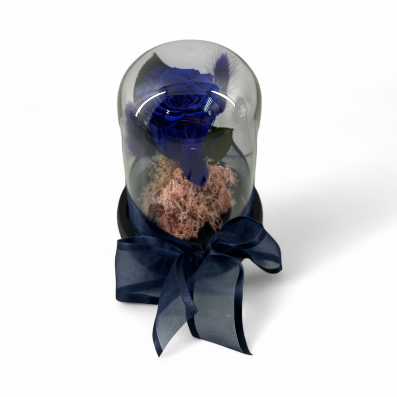 F32 - Blue Forever Rose in glass
