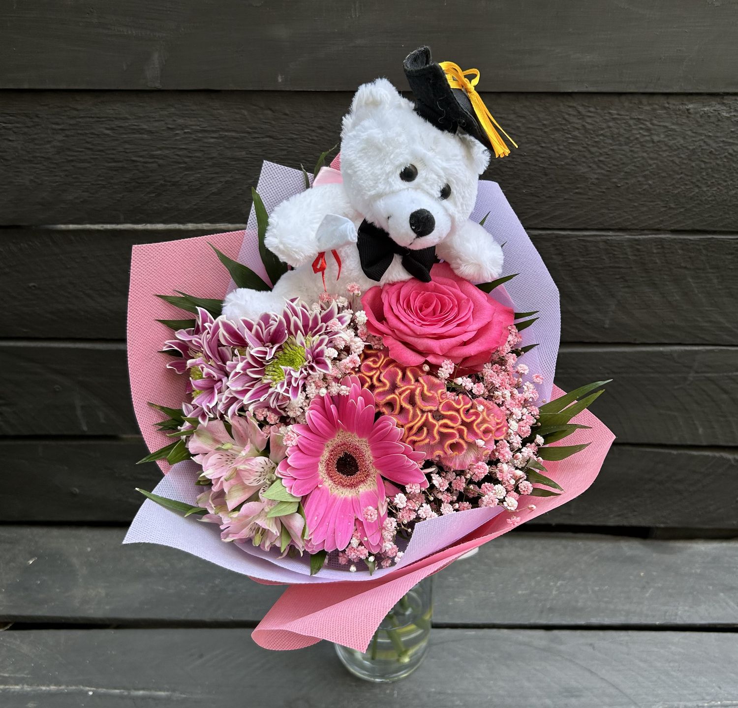 B04 - Graduation Bouquet with Teddy