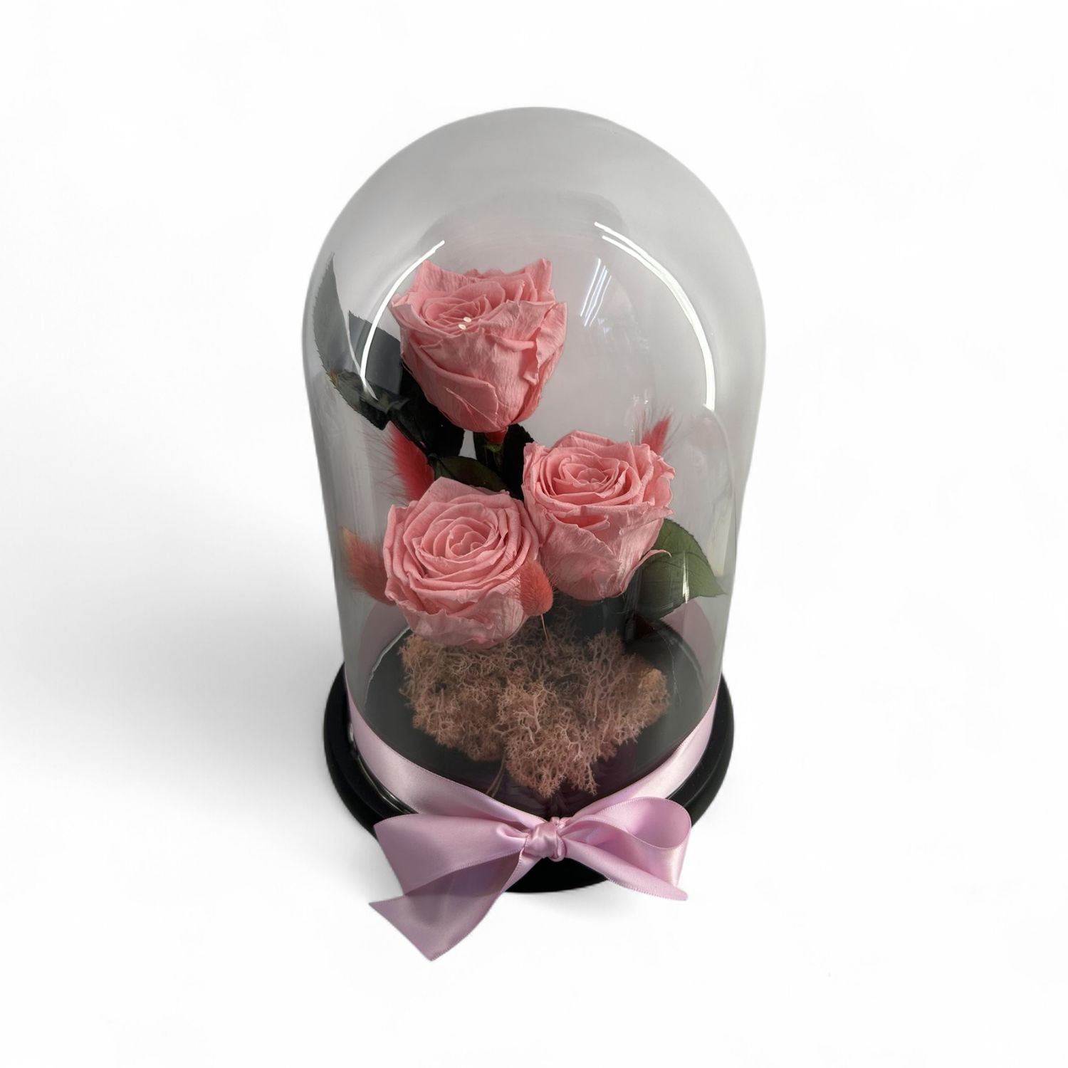 F47 - 3 Pink Forever Rose in glass