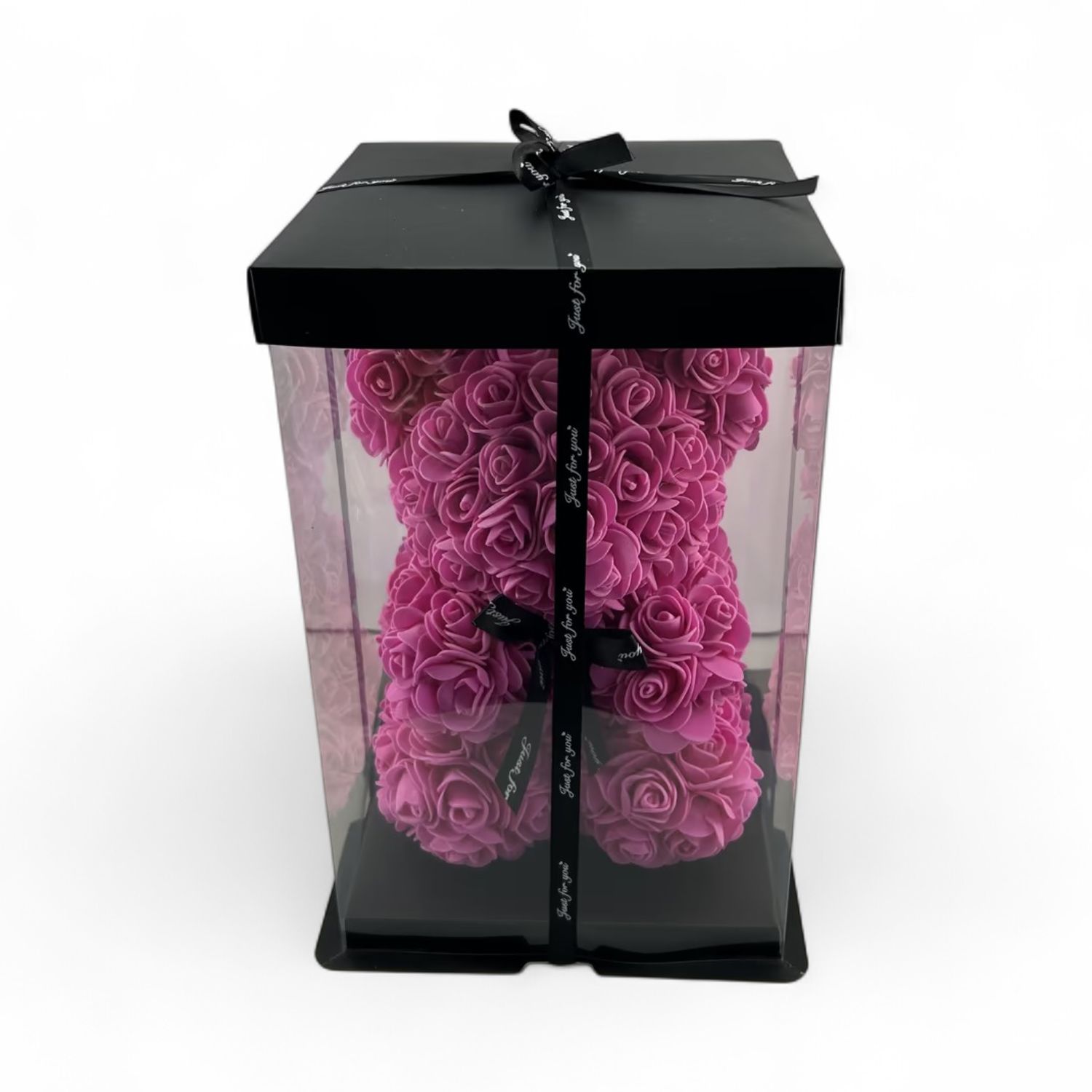 Fuchsia Artificial Rose Teddy Bear