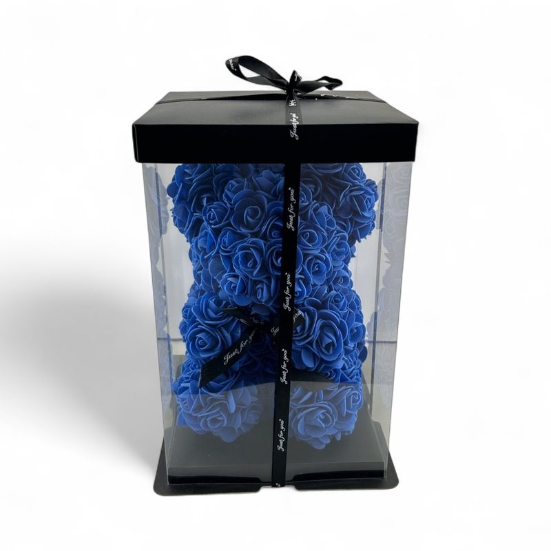 Blue Artificial Rose Teddy Bear