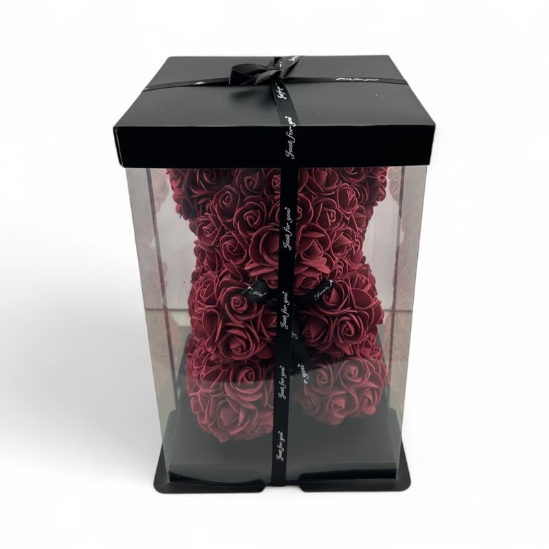 Bordo Artificial Rose Teddy Bear