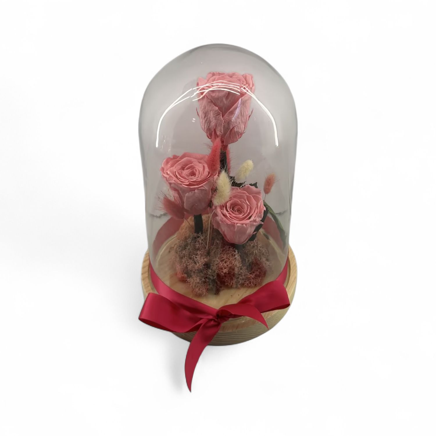 F48 - 3 Pink Forever Rose in glass
