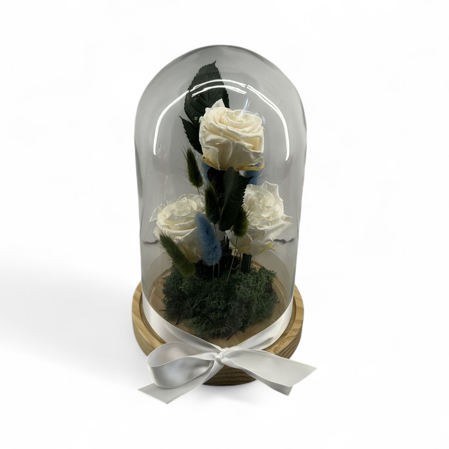 F49 - 3 White Forever Rose in glass