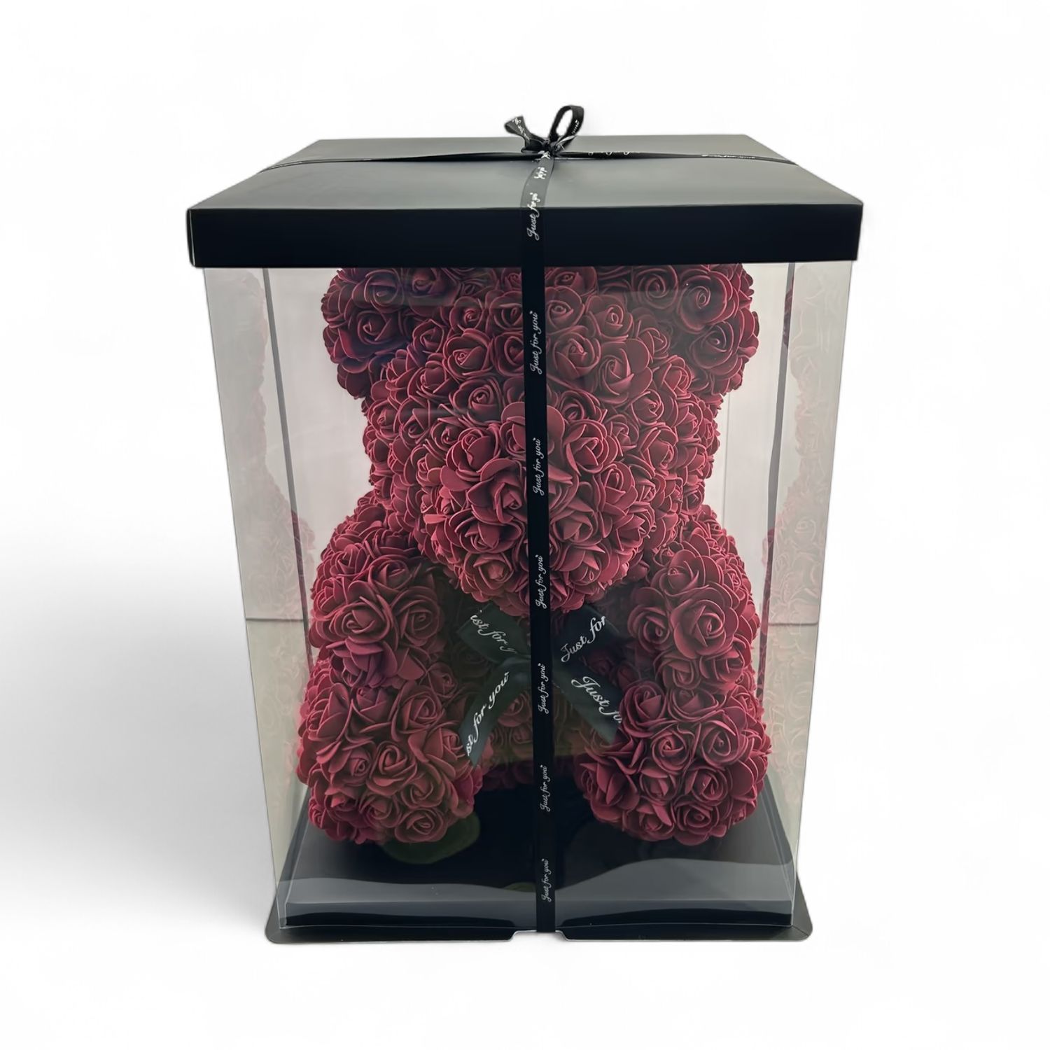 Big Bordo Artificial Rose Teddy Bear