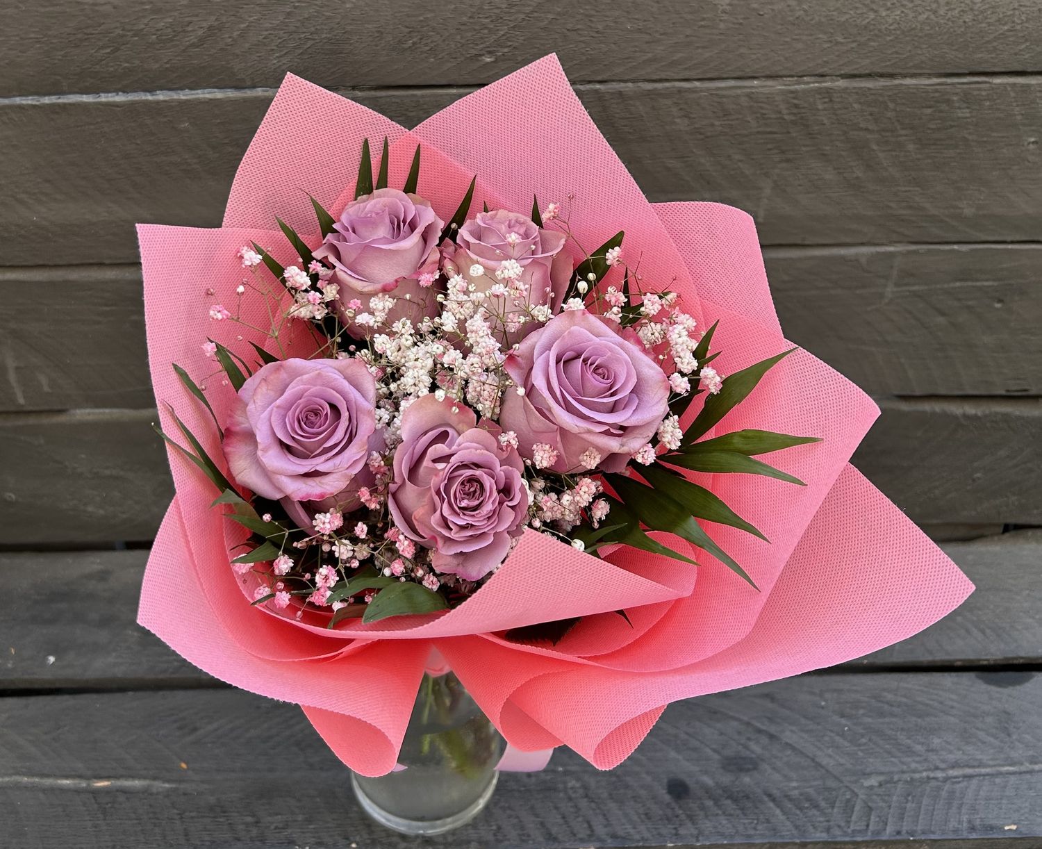 B02 - 5 Purple Roses Bouquet