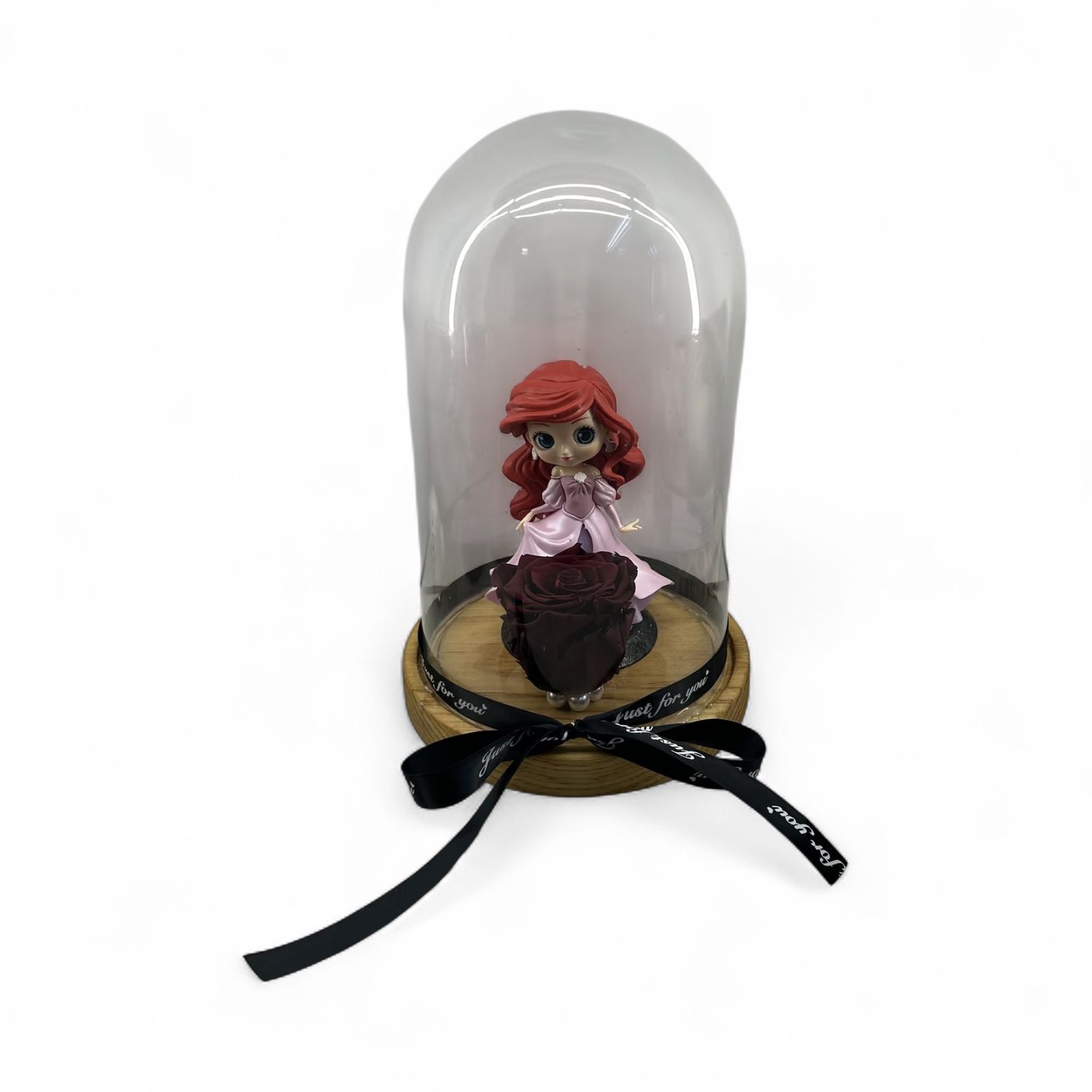 R10 - Princess Red Forever Rose in glass (16x28 CM)