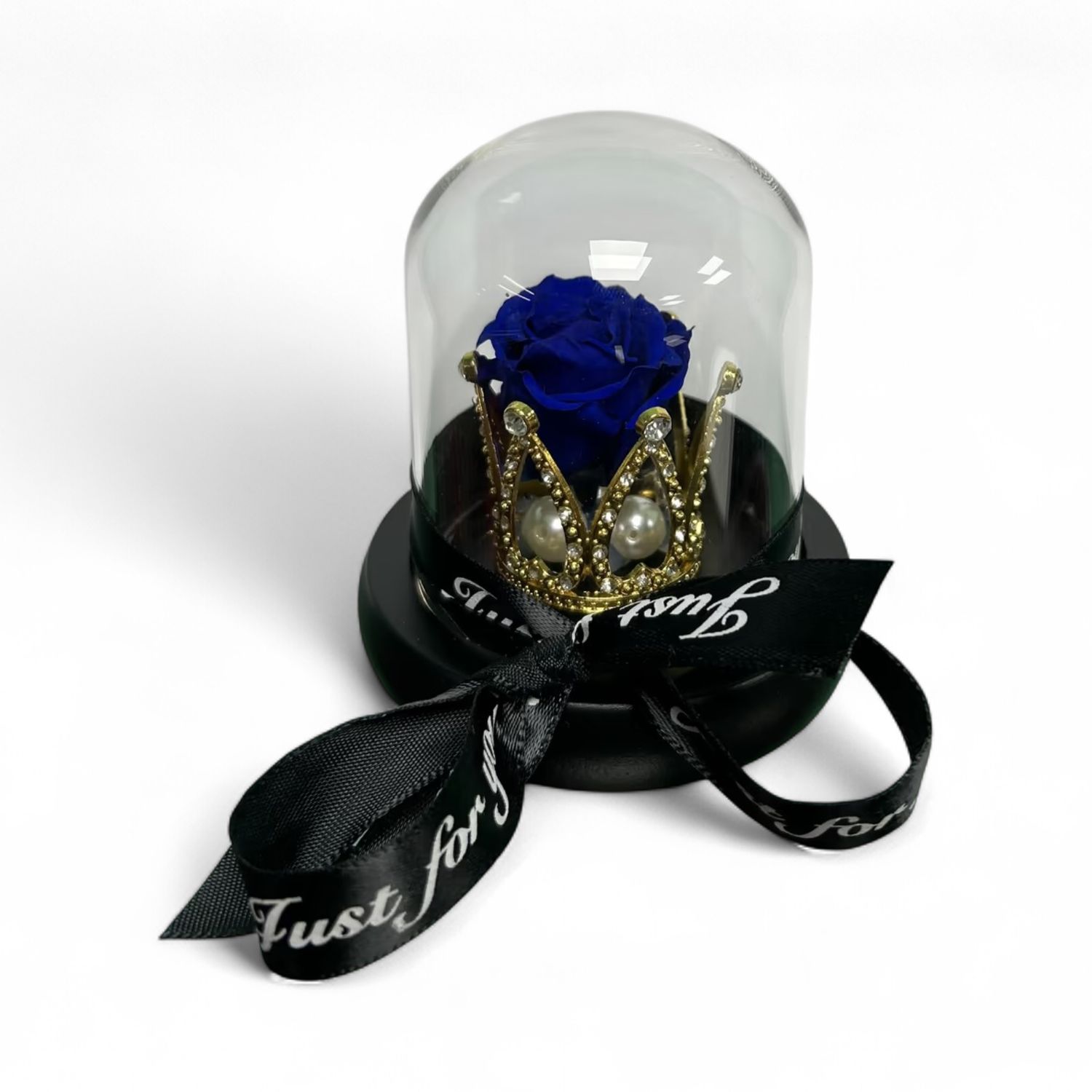 R06 - Blue Forever Rose with Crown in glass (8x8,5 CM)