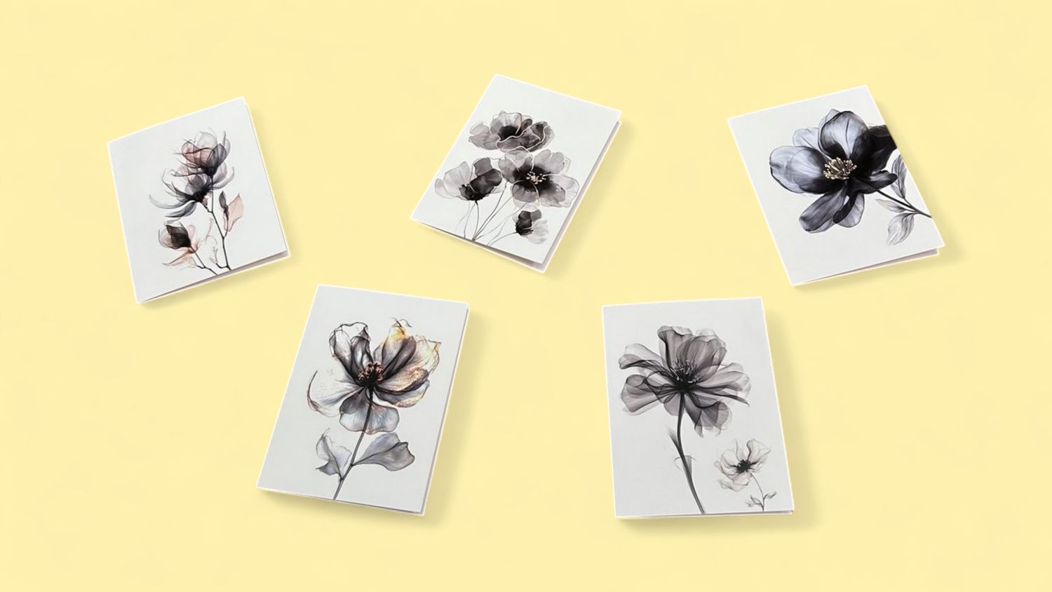 Black Flower Card (9.5x12.5cm)