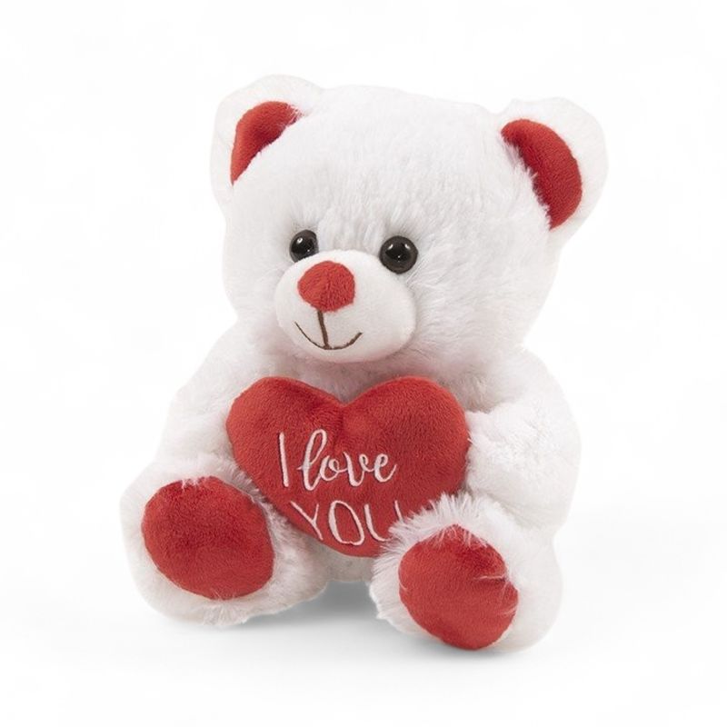 Τ21 - White Teddy Bear with Heart (20cm)