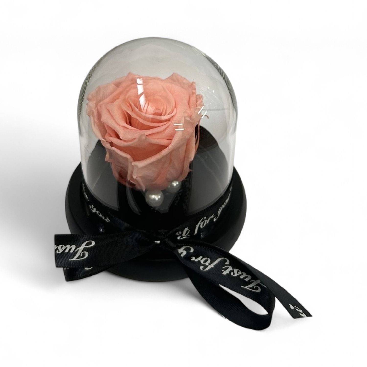R04 - Peach Forever Rose in glass (10x11 CM)
