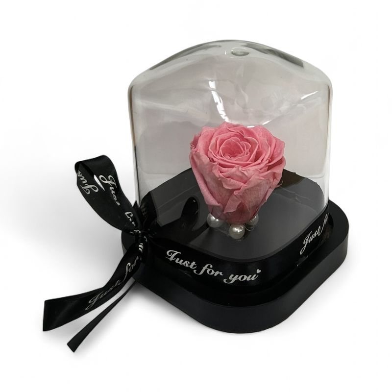 R09 - Pink Forever Rose in glass (12x14,5 CM)