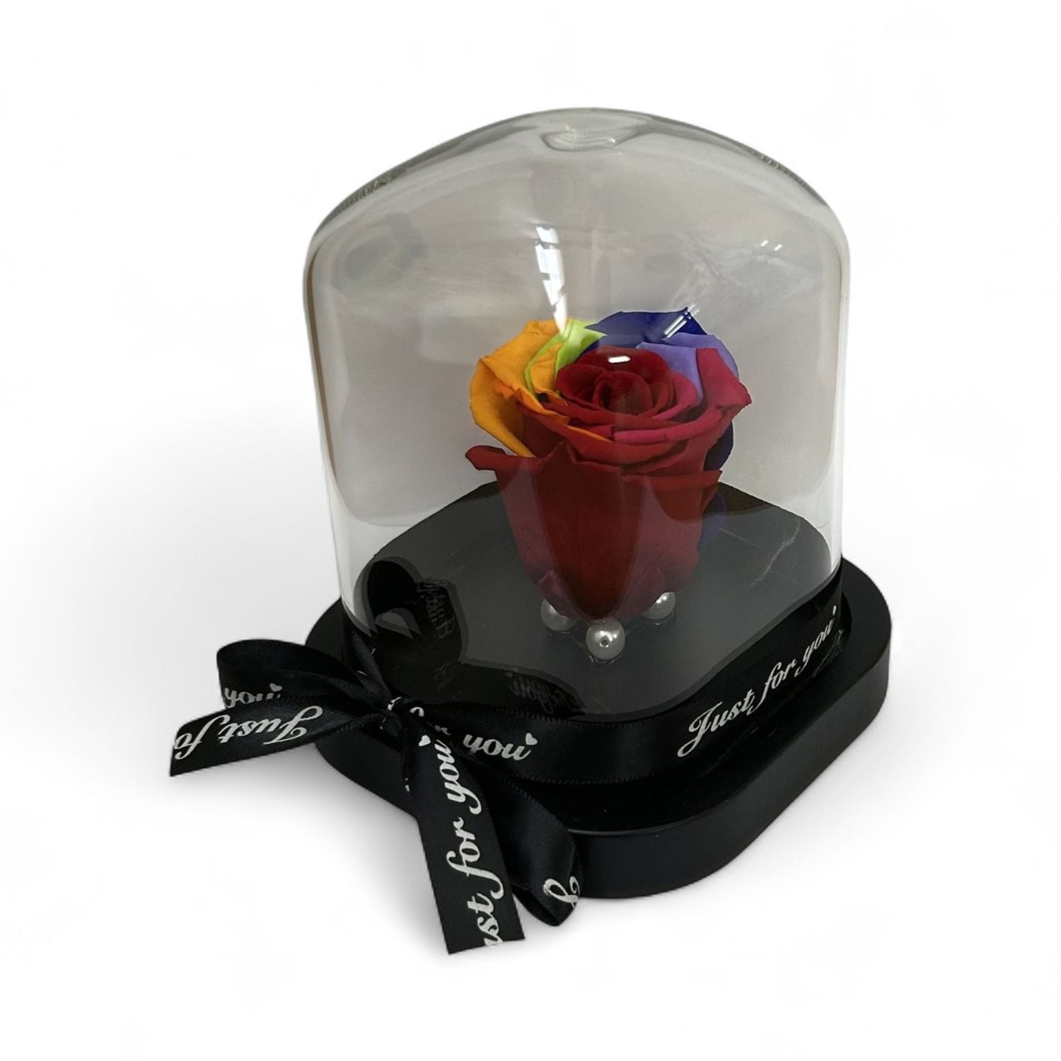 R12 - Rainbow Forever Rose in glass (12x14,5 CM)