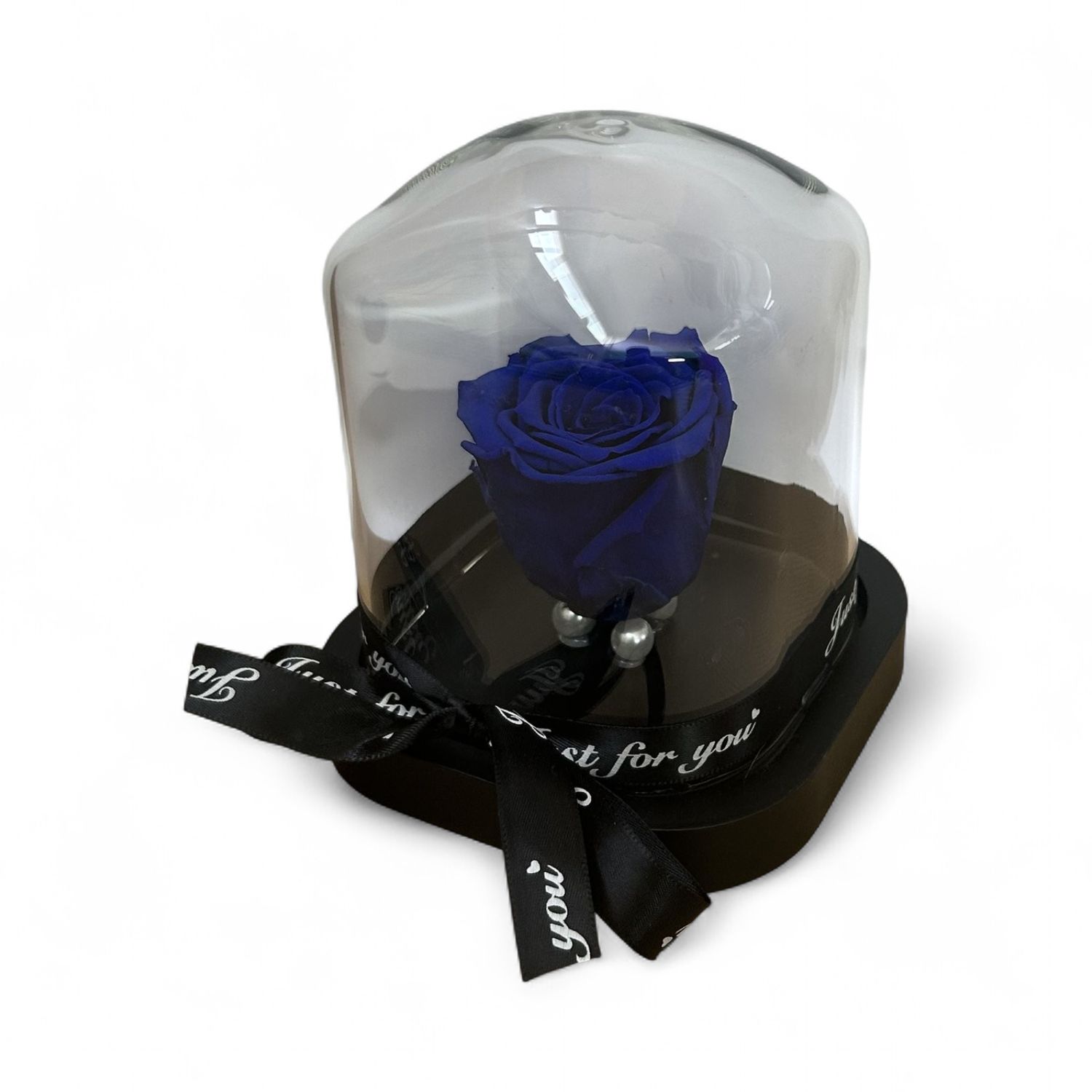 R08 - Blue Forever Rose in glass (12x14,5 CM)