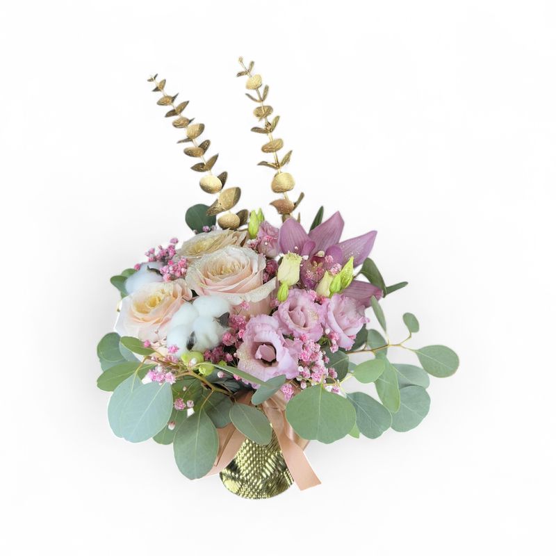 M07 - Mixed Flowers with glitter in a pot