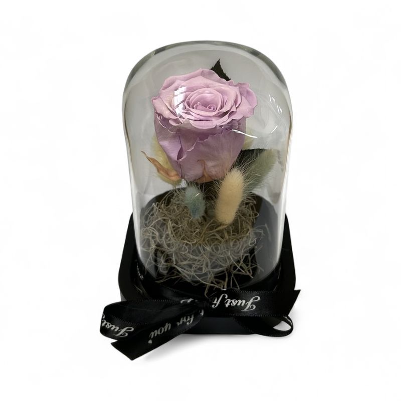 R14 - Light Purple Forever Rose in glass (12x18 CM)