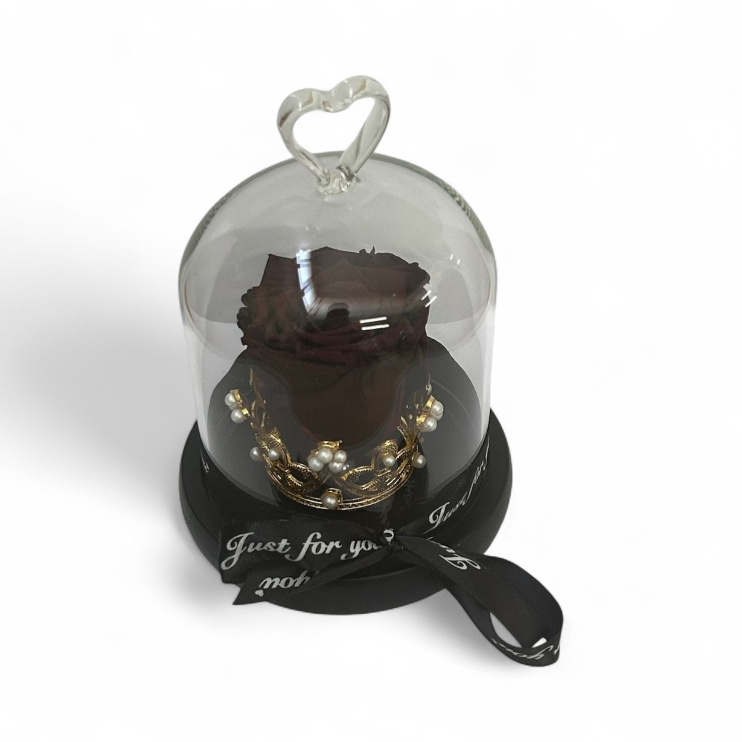 R23 - Bordo Forever Rose in glass with crown (12,5x16 CM)