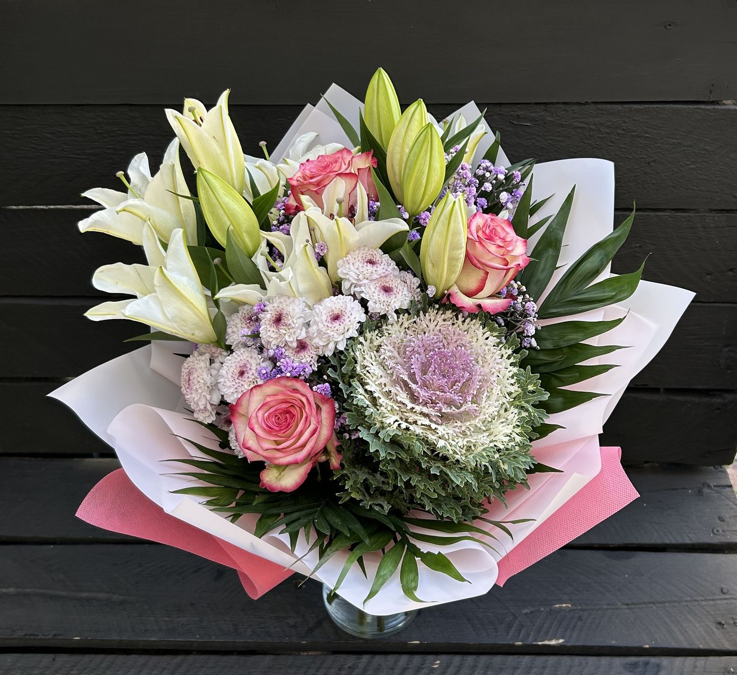 B03 - Mixed Flowers with Oriental Lily Bouquet