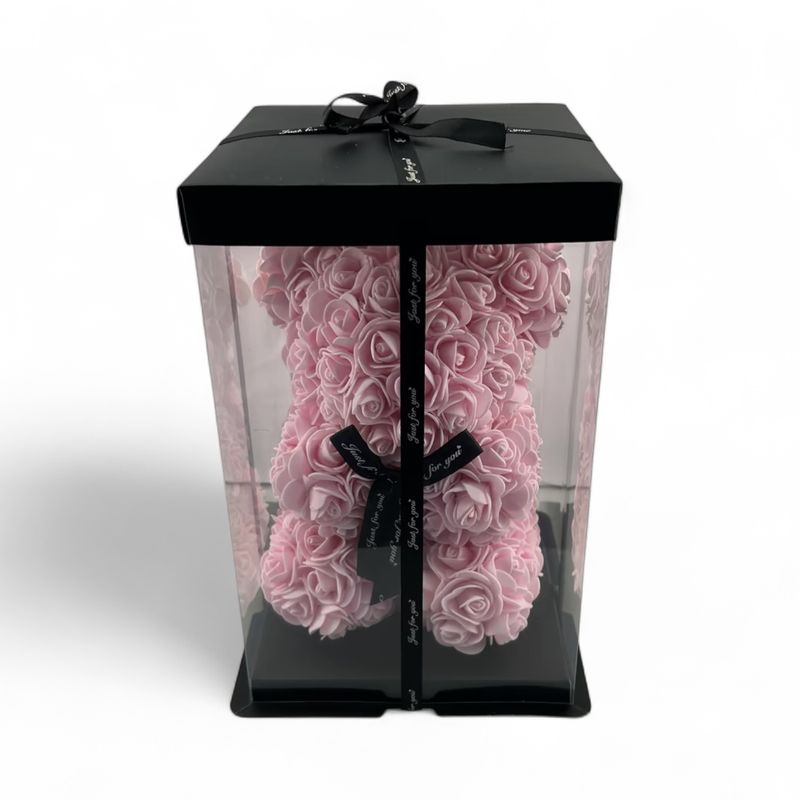 Pink Artificial Rose Teddy Bear