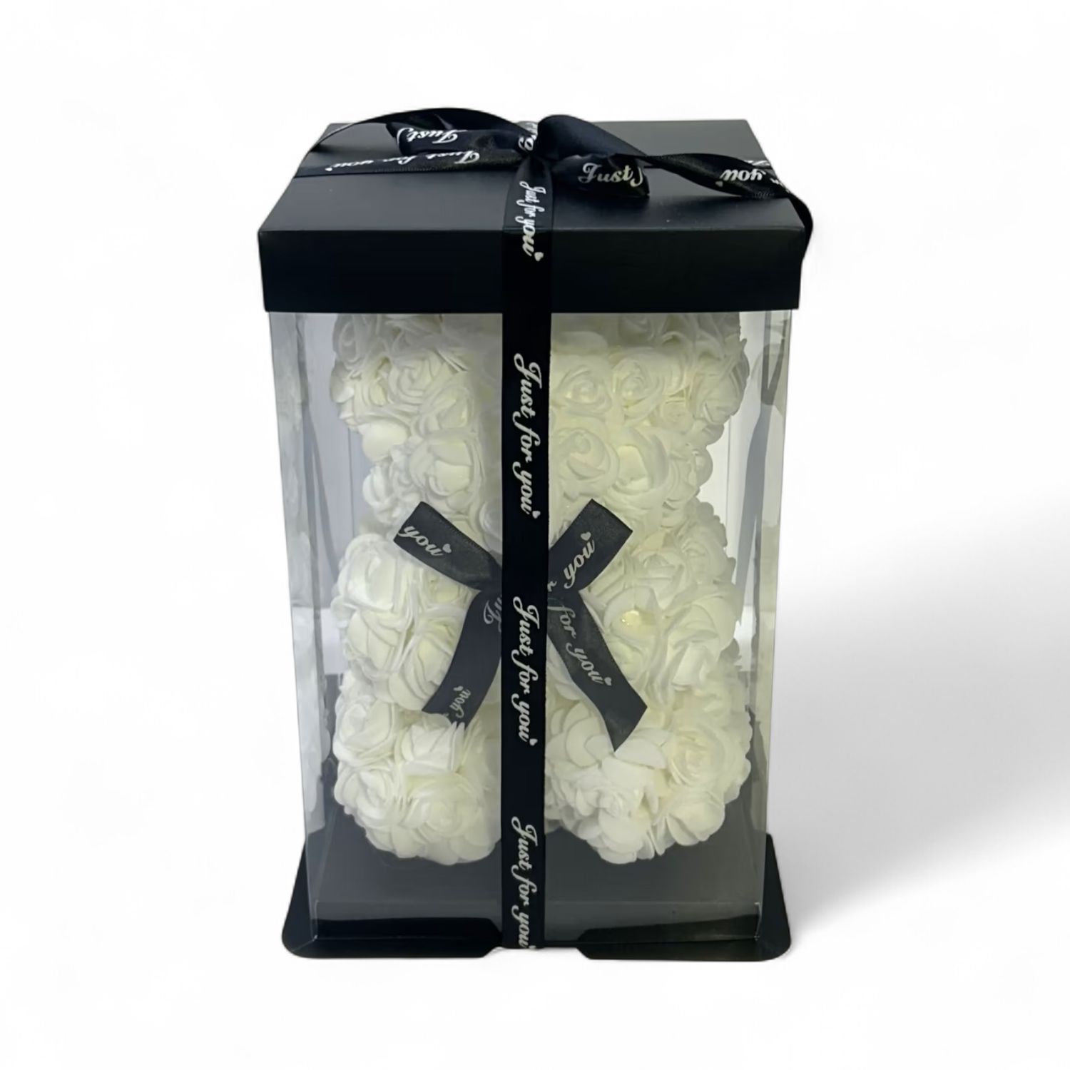 White Artificial Rose Teddy Bear