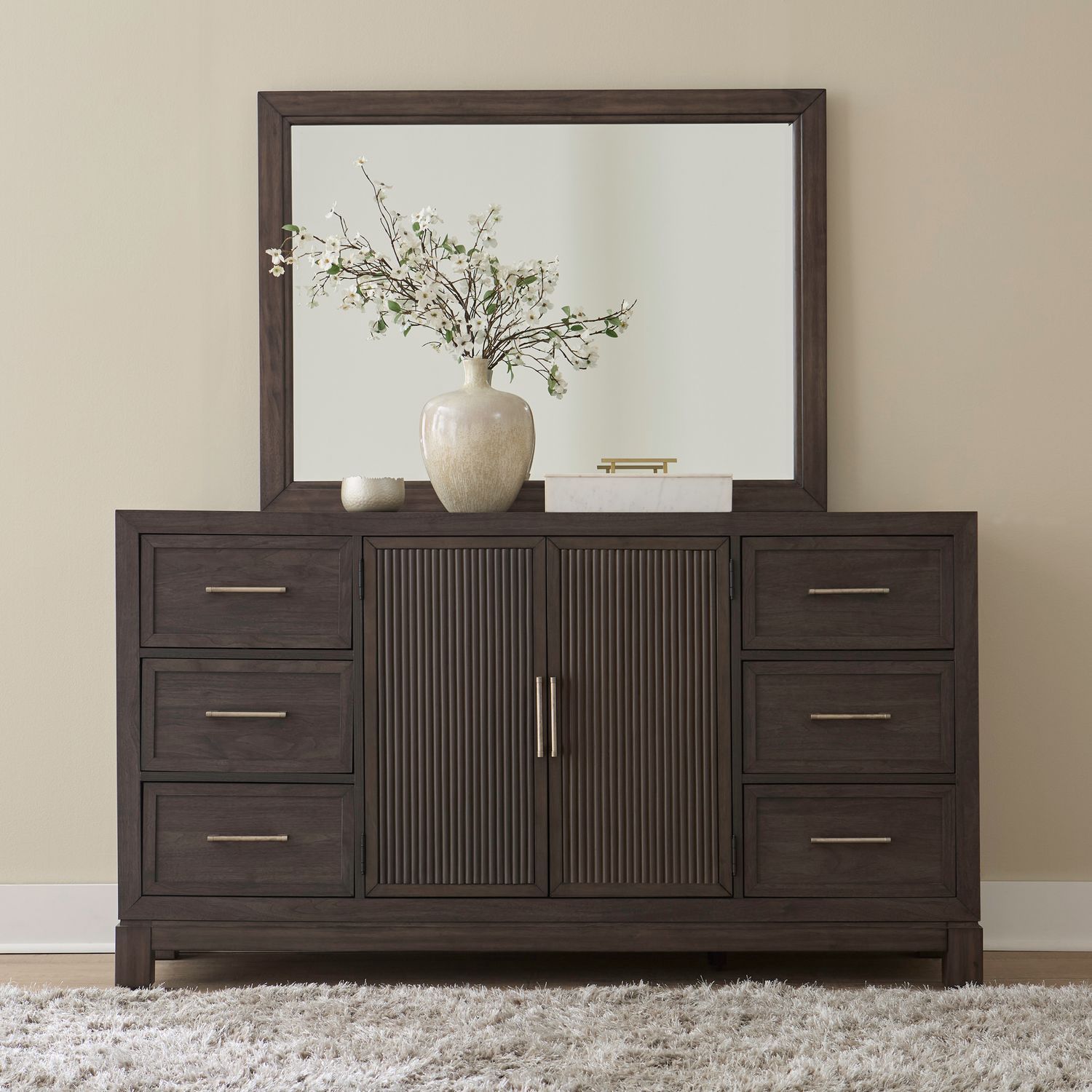 Modern Edge Dresser &amp; Mirror