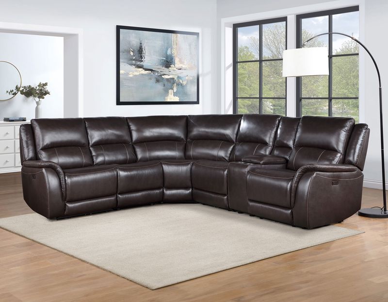 Alexandria 6pc Power Reclining Sectional- Chocolate