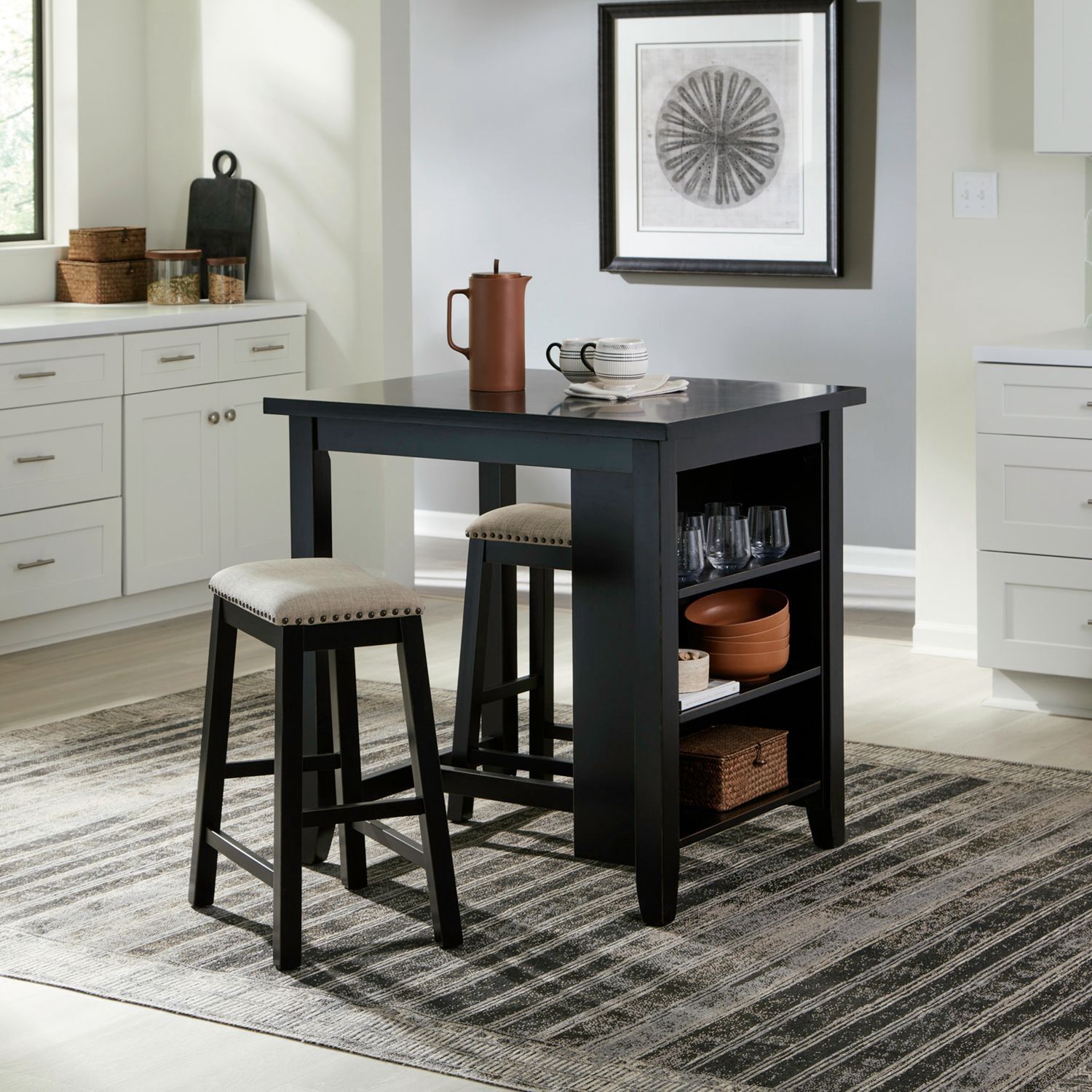 Brook Creek 3pc Counter Set, color: Black