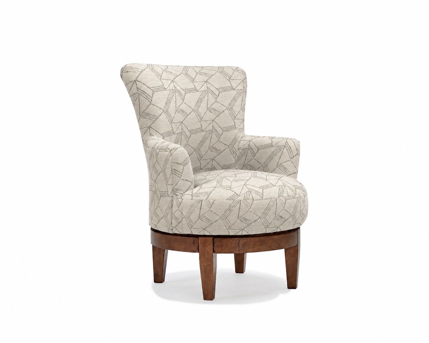 Justine Swivel Barrel Chair, Base: Dark Walnut, color: Linen-26053