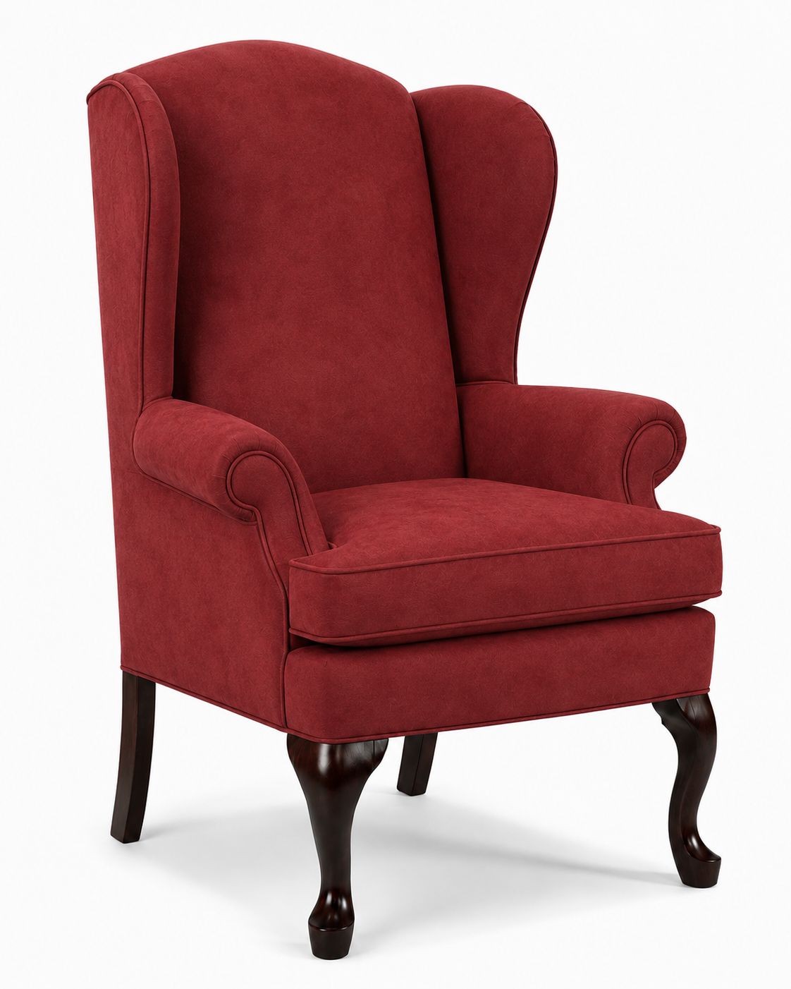Sylvia Queen Anne Wing Chair, Finish: Dark Cherry, color: Crimson-21238