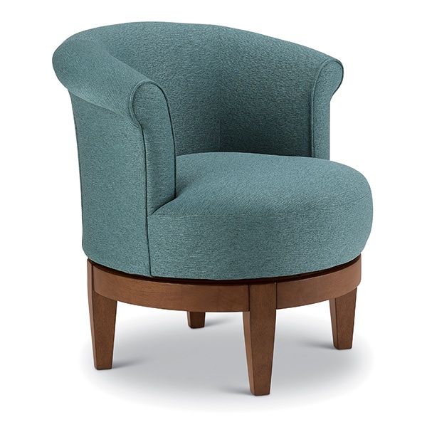 Attica Swivel Chair, Base: Dark Walnut, color: Peacock-19501