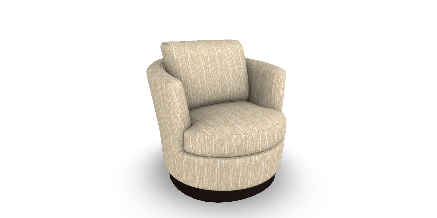 Tina Swivel Barrel Chair, Base: Espresso, color: Natural-25719