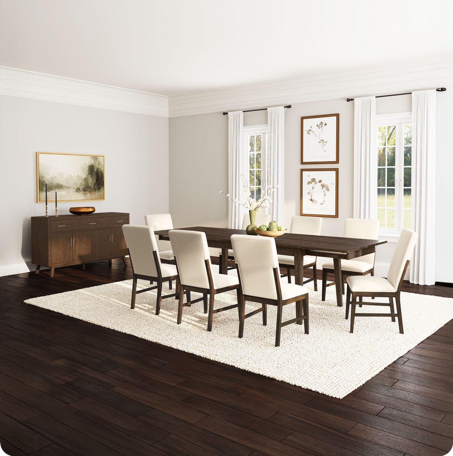 Berkeley 9pc Dining Set w/ Upholstered Chairs