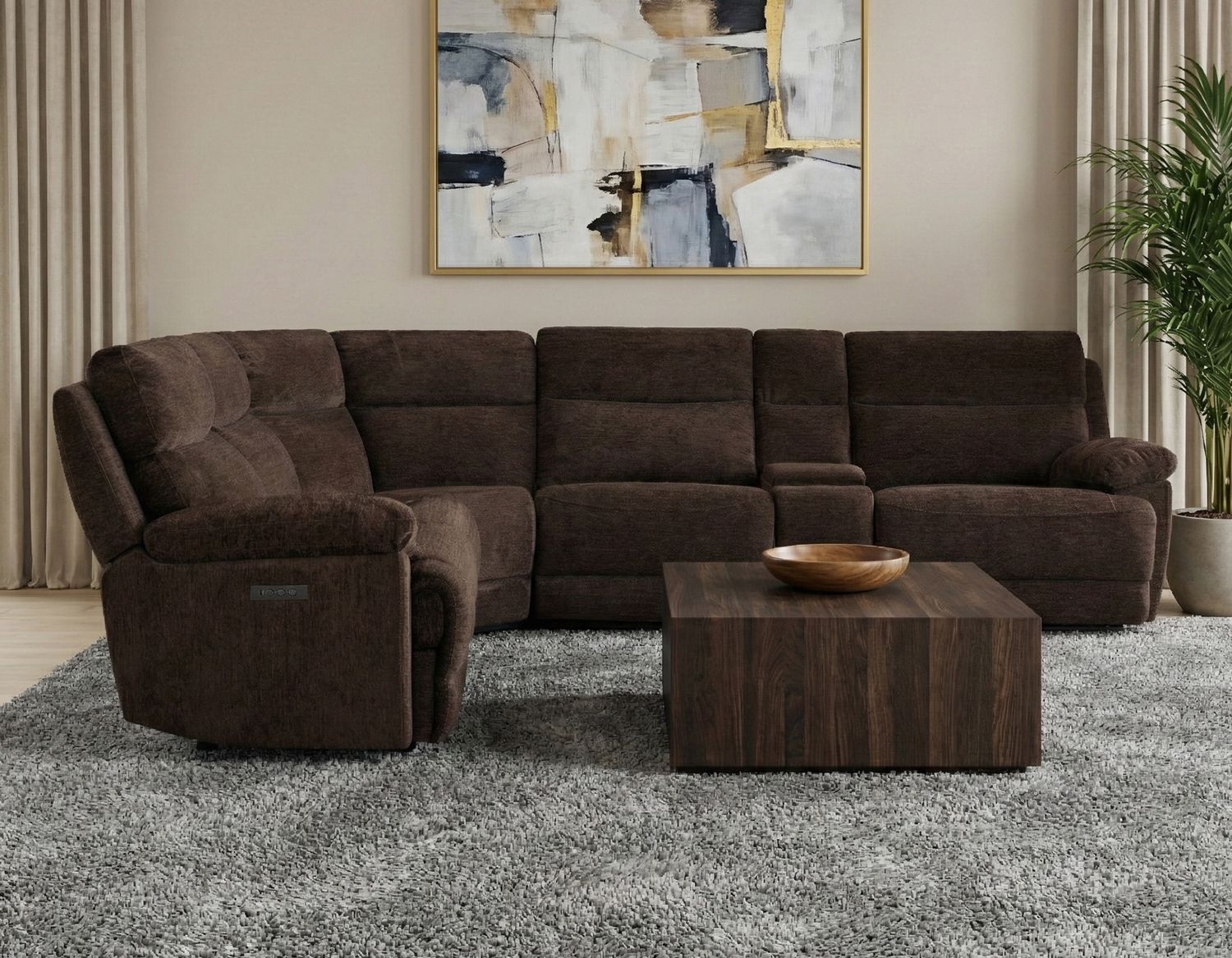Gatlin Dual-Power Reclining Sectional - Brown